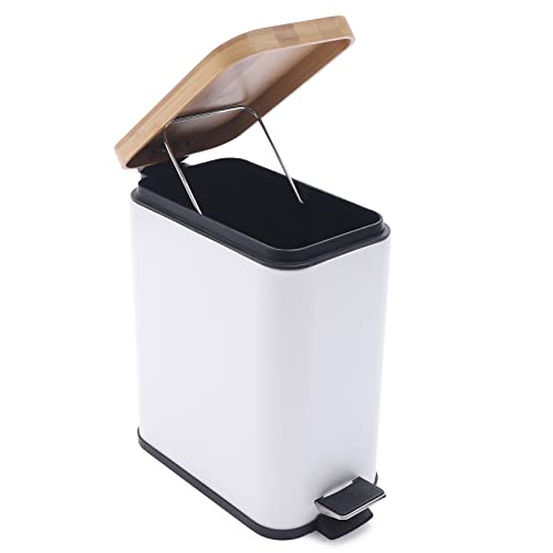 Mülleimer Tretpedal Abfallbehälter Küchenmülleimer Bad-Mülleimer Multifunktionaler Abfallbehälter mit Deckel Schwarz/Weiß 28.5x14x28cm (Weiß) von Bazargame