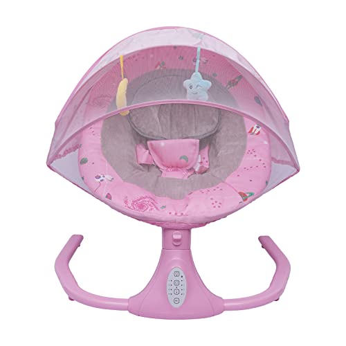 Rosa Babywippe Elektrisch Baby Schaukel Sitz Höheverstellbar Automatische Baby Wippe Indoor Elektrische Wiege Mit 4 Schaukelhöhen Musik, Bluetooth von Bazargame