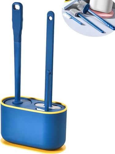 Basaza Toilettenbürste Blau Silikon Klobürste mit Klobürstenhalter Set Badezimmer Stehend oder zur Wandmontage WC Bürsten Silikon Handbürste Badaccessoires Toilet Brush Wohnmobil Wohnwagen Zubehör von Bazasa