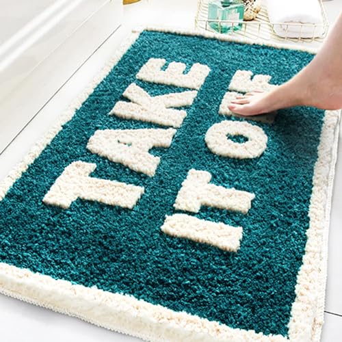 Bazasa Grün lustiger Badezimmerteppich Take It Off 50×80cm niedlicher Badematte Maschinenwaschbar rutschfeste Badteppich Weiche Mikrofaser Wasserabsorbierend Badvorleger für Dusche Badewanne Toilette von Bazasa