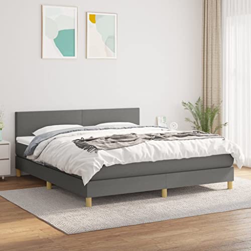 Baziroo Boxspringbett mit Matratze Stoff Polsterbett mit Matratze Hotelbett Schlafzimmerbett Boxbett Taschenfederkernmatratze Double Bed Schlafzimmermöbel Upholstered Bed Dunkelgrau 160x200cm Baziroo Boxspringbett mit Matratze Stoff Polsterbett mit Matratze Hotelbett Schlafzimmerbett Boxbett Taschenfederkernmatratze Double Bed Schlafzimmermöbel Upholstered Bed Dunkelgrau 160x200cm von Baziroo