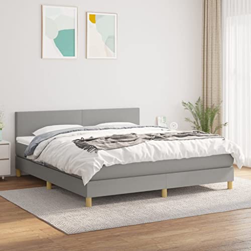 Baziroo Boxspringbett mit Matratze Stoff Upholstered Bed Polsterbett mit Matratze Hotelbett Schlafzimmerbett Boxbett Taschenfederkernmatratze Double Bed Schlafzimmermöbel Hellgrau 160x200cm Baziroo Boxspringbett mit Matratze Stoff Upholstered Bed Polsterbett mit Matratze Hotelbett Schlafzimmerbett Boxbett Taschenfederkernmatratze Double Bed Schlafzimmermöbel Hellgrau 160x200cm von Baziroo