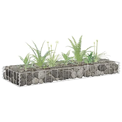 Baziroo Gabionen-Hochbeet Verzinkter Stahl 90x30x10 cm Silber Raised Bed Hochbeet Füllung Gartenbeet Steinkorb Garten Steingabione Gabionenkorb Gabionen Pflanzkübel Hochbeet Metall von Baziroo