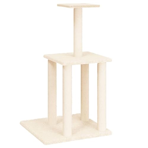 Baziroo Kratzbaum mit Sisal-KratzSäulen 47,5x47,5x85,5 cm Creme Cat Interactive Toy Kratzmöbel Cat Scratching Tree Katze Scratcher Katzenzubehör Indoor Cat Furniture Katzenmöbel von Baziroo