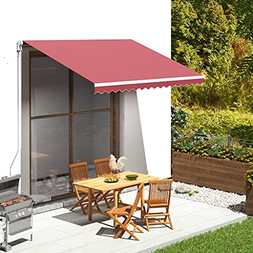 Baziroo Markisenbespannung Balkon Markisentuch Markise Canvas Markisen Ersatzstoff Wechseln Markisenstoff Außen Markisenstoff UV Markisenstoff Ausfahrbare Markise 330x245 cm Burgunderrot Polyester von Baziroo
