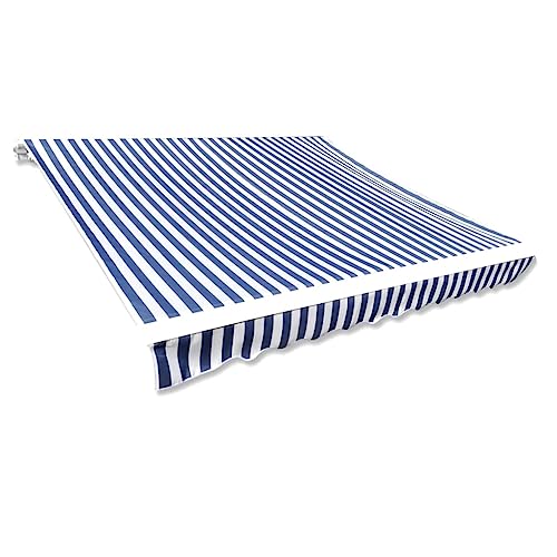 Baziroo Markisenbespannung Canvas Außen Markisenstoff UV Markisenstoff Balkon Markisentuch Markise Canvas Markisen Ersatzstoff Wechseln Markisenstoff 280x245 cm Blau/Weiß Polyester von Baziroo