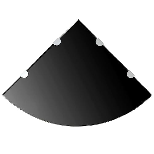Baziroo Schweberegal Glasregal Regalboden aus Glas Glasregalboden Ausstellungsregal Küchenregal Hängeregale Innendekoration Möbel für Wohnzimmer Schlafzimmer oder Bad Mattiertes Schwarz 45x45x0,8 cm von Baziroo