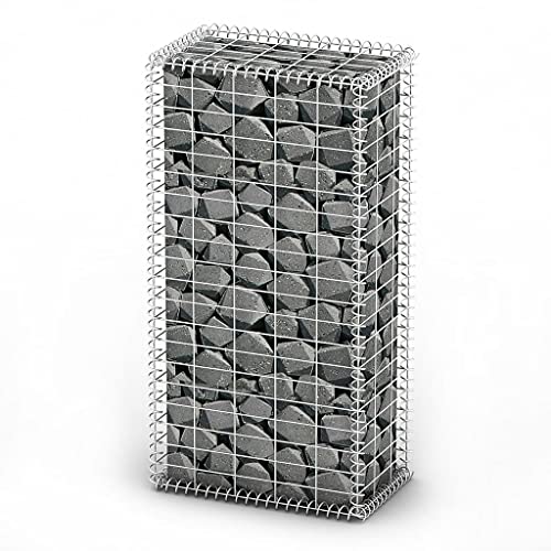 Baziroo Steinkorb Verzinkter Stahl 100x50x30 cm Silber Gabion Basket Gabionenwand Garden Fence Steinkoerbe Gabionengitter Gabione Stein Wand Gabionen Sichtschutz Gabion Wall von Baziroo