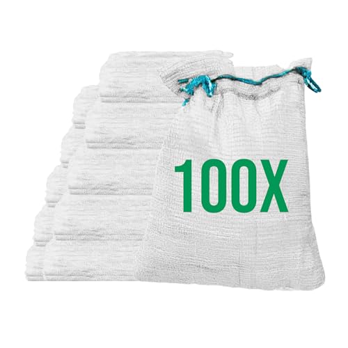 Bazko 100 Stück Raschelsäcke 35x50 cm 5 kg | weiß | Netzsäcke mit Zugband | Kartoffelsack Zwiebelsäcke, Netzsack Brennholz Kaminholzsäcke Bazko 100 Stück Raschelsäcke 35x50 cm 5 kg | weiß | Netzsäcke mit Zugband | Kartoffelsack Zwiebelsäcke, Netzsack Brennholz Kaminholzsäcke von Bazko