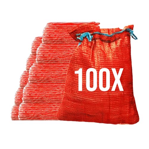 Bazko 100 Stück Raschelsäcke 42x60 cm 15 kg | rot | Netzsäcke mit Zugband | Kartoffelsack Zwiebelsäcke, Netzsack Brennholz Kaminholzsäcke Bazko 100 Stück Raschelsäcke 42x60 cm 15 kg | rot | Netzsäcke mit Zugband | Kartoffelsack Zwiebelsäcke, Netzsack Brennholz Kaminholzsäcke von Bazko