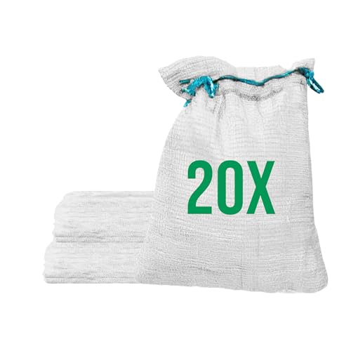 Bazko 20 Stück Raschelsäcke 35x50 cm 5 kg | weiß | Netzsäcke mit Zugband | Kartoffelsack Zwiebelsäcke, Netzsack Brennholz Kaminholzsäcke Bazko 20 Stück Raschelsäcke 35x50 cm 5 kg | weiß | Netzsäcke mit Zugband | Kartoffelsack Zwiebelsäcke, Netzsack Brennholz Kaminholzsäcke von Bazko