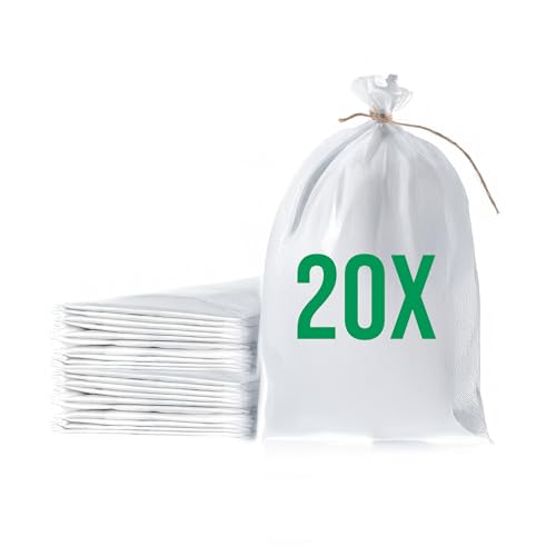 Bazko Hochwasser Sandsäcke zum Befüllen 20 Stück | PP Gewebesack 40x60 cm | Sandsack Wasserschutz weiß | Gartensack mit Bindegarn für bequemes, sicheres Verschließen | reißfest Bazko Hochwasser Sandsäcke zum Befüllen 20 Stück | PP Gewebesack 40x60 cm | Sandsack Wasserschutz weiß | Gartensack mit Bindegarn für bequemes, sicheres Verschließen | reißfest von Bazko