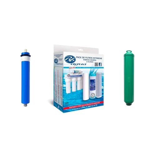 Membran 100 GPD + 3er-Pack Osmosefilter + remineralisierender Nachfilter, 3er-Pack bestehend aus 1 Sedimenten, 1 GAC-Kohle, 1 Kohleblock. Bbagua. von Bbagua