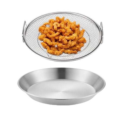 Frittiergitter mit Ölablauf - Frittiergitter mit Ölablauf | Abtropfgitter aus Edelstahl mit Tablett, Filterkorb aus Mesh mit Tablett, D-Gitter von Bbbabeslk