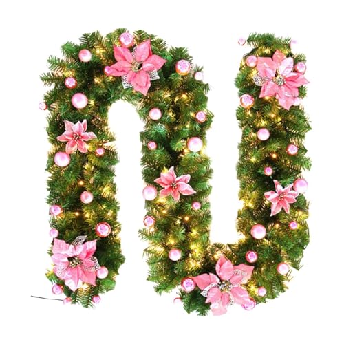Lichterkette für Weihnachten, künstliche Weihnachtsgirlande, vorbeleuchtete LED-, 2,9 m, Weihnachtsgirlande mit Lichtern, Rattan-Girlande mit Batterien, grüne Weihnachtsdekoration Lichterkette für Weihnachten, künstliche Weihnachtsgirlande, vorbeleuchtete LED-, 2,9 m, Weihnachtsgirlande mit Lichtern, Rattan-Girlande mit Batterien, grüne Weihnachtsdekoration von Bbbabeslk