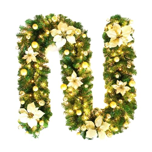 Lichterkette für Weihnachten, künstliche Weihnachtsgirlande, vorbeleuchtete LED-, 2,9 m, Weihnachtsgirlande mit Lichtern, Rattan-Girlande mit Batterien, grüne Weihnachtsdekoration Lichterkette für Weihnachten, künstliche Weihnachtsgirlande, vorbeleuchtete LED-, 2,9 m, Weihnachtsgirlande mit Lichtern, Rattan-Girlande mit Batterien, grüne Weihnachtsdekoration von Bbbabeslk