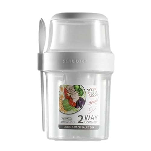 Salat-Shaker – Salatbehälter zum Mitnehmen mit Deckel und Gabel | Keep Fit Salatbecher mit Ständer für Dressing, gesunder Salatbehälter D von Bbbabeslk