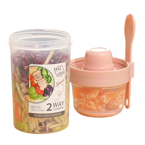 Salat-Shaker – Salatbehälter zum Mitnehmen mit Deckel und Gabel | Keep Fit Salatbecher mit Ständer für Dressing, gesunder Salatbehälter D von Bbbabeslk