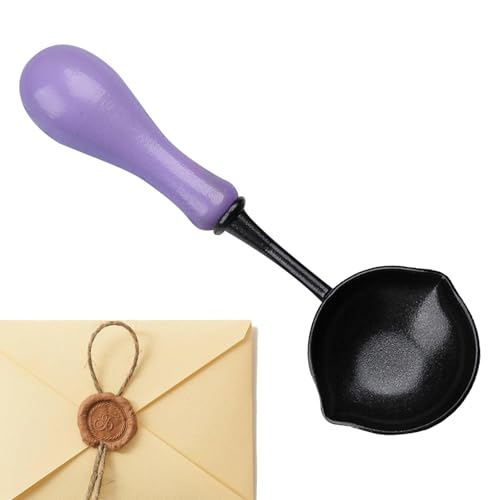 Wachsschmelzlöffel, Schmelzlöffel mit doppeltem Ausgießer zum Versiegeln - Antihaft-Löffel für Lackversiegelung mit Holzgriff von Bbbabeslk