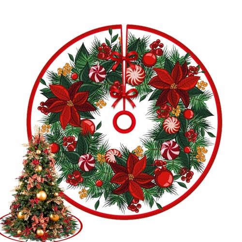 Weihnachtsbaummatte, roter Weihnachtsbaumrock, Polyester-Teppich für den Weihnachtsbaum, Weihnachtsbaum-Abdeckung, dekorativer Teppich für Weihnachtsbaum von Bbbabeslk