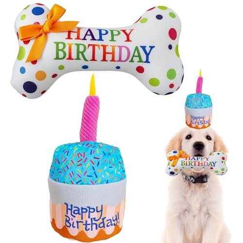 Spielzeug Hund, 2er-Set Hunde Geburtstag Spielzeug, Weiches und Bequemes Hundespielzeug für Geburtstagsfeiern, Dauerhaft Hunde Geburtstags Plüschtier Spielzeug Hund, 2er-Set Hunde Geburtstag Spielzeug, Weiches und Bequemes Hundespielzeug für Geburtstagsfeiern, Dauerhaft Hunde Geburtstags Plüschtier von BbiuRer