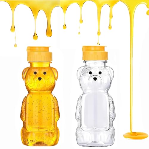 BbiuRer Honigspender, 2 Pack 350ml Squeeze Flasche, Sirup Spender, Honiggläser Gastgeschenk, Transparent PET Material, Ideal for Honey, Syrup, and Sauces in Kitchen von BbiuRer