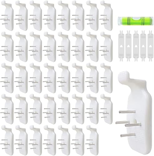 Bilder Aufhängen, Unsichtbar Bild Kleiderbügel Halterungen 46-Teiliges Set Mit 40 Bildernägeln Und 5 Hakenhandläufen, Inklusive Wasserwaage, Für Bilder, Fotos Und Spiegel, Ohne Bohren, Weiß Bilder Aufhängen, Unsichtbar Bild Kleiderbügel Halterungen 46-Teiliges Set Mit 40 Bildernägeln Und 5 Hakenhandläufen, Inklusive Wasserwaage, Für Bilder, Fotos Und Spiegel, Ohne Bohren, Weiß von BbiuRer