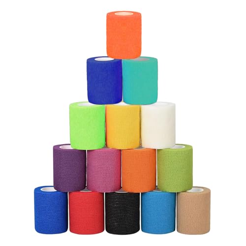 15 Rollen Selbstklebender Verband, 5cm x 4,5m Selbsthaftende Bandage, Elastische Verbandsmaterial Haftbandage Selbstklebende Bandage Selbsthaftende Fixierbinde für Hund Katze Füße Finger von Bbtcxjs