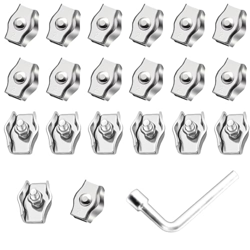 20 STK Drahtseilklemme M2, 304 Edelstahl Seilklemme Set, Drahtseilklemmen 3mm, Kabelklemmen, Drahtseil Clips Klemme für Stahlseil Drahtseil Wäscheleine Markise Fixiert, mit 7mm Schraubenschlüssel 20 STK Drahtseilklemme M2, 304 Edelstahl Seilklemme Set, Drahtseilklemmen 3mm, Kabelklemmen, Drahtseil Clips Klemme für Stahlseil Drahtseil Wäscheleine Markise Fixiert, mit 7mm Schraubenschlüssel von Bbtcxjs