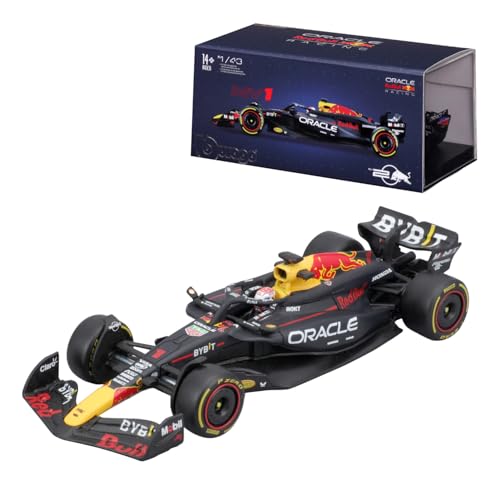 Bburago Formel 1 Oracle Red Bull Racing RB20 (2024): Modellauto im Maßstab 1:43, mit Fahrer #1 Max Verstappen, Hardcase, 12,5 cm, schwarz (18-38098V) von Bburago