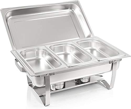 Bc-elec - F433-3 Speisenwärmer Buffetwärmer 3x GN1/3 bain marie mit Deckel, 60x37x29cm von Bc-elec