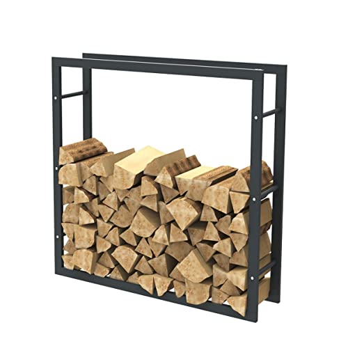 Bc-elec - HHWPF0011 Holzablage aus schwarzem Stahl 100 * 100 * 25CM, Rack für Brennholz, Kaminholzablage. von Bc-elec