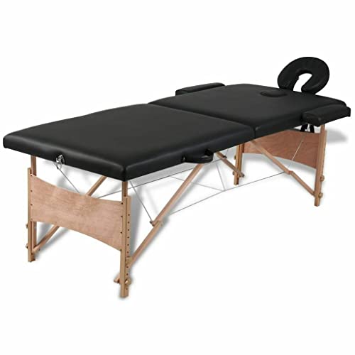 Bc-elec - HM2523-BLACK Zusammenklappbarer Massagetisch aus Holz 210 x 80 x 80cm schwarz, + Tasche, Max. 250kg von Bc-elec