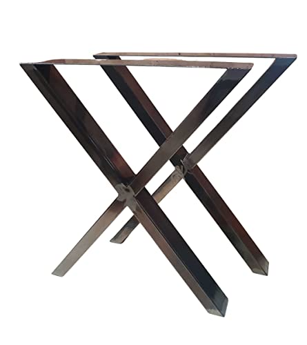 Bc-elec - HMLT-3-RUS Satz von 2 Tischbeinen aus lackiertem Rohstahl im X-Format, Tischbeine aus Metall 60x72cm, Industrielles Design. von Bc-elec