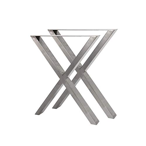 Bc-elec - HMLT-3 Set mit 2 Tischbeinen in rohem Stahl lackiert Format X, Metall-Tischbeine 60x72cm von Bc-elec