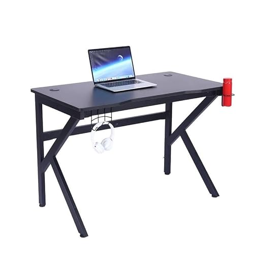 BC-ELEC Gamer-Schreibtisch 110x60x75cm Computertisch mit Kabeldurchführung, Becherhalter und Headsethalterung von BC-ELEC