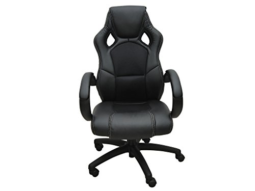 Bc-elec - bs11010-1 RACING BÜROSTUHL DREHSTUHL CHEFSESSEL STUHL SCHALENSITZ SPORTSITZ BÜRO SCHWARZ von Bc-elec