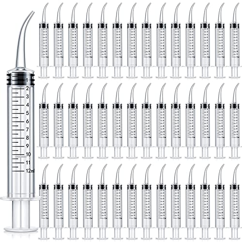 100er Pack /200er Pack Zahnärztliche Spritze mit gebogener Spitze 12ml Zahnärztliche Spritze Einweg-Spritze für Tonsillensteine Squirt Flüssigkeitsinjektion Mundspülungs-Reiniger (Color:100 pcs) von Bceer