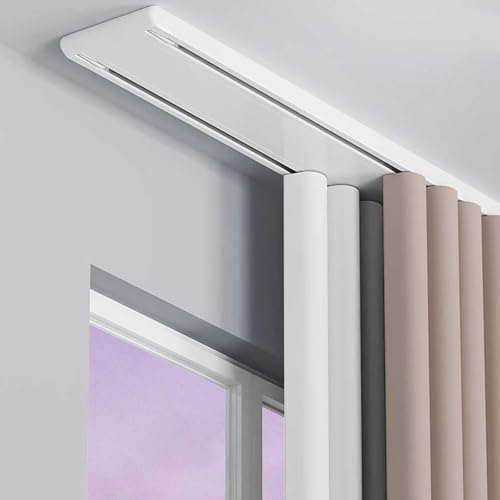 Doppelreihige Vorhangschiene, leise, strapazierfähig, für Vorhänge, Raumteiler für Wohnzimmer, Schlafzimmer, Krankenhaus, einfache Installation, Weiß, 3,3 m von Bcofo