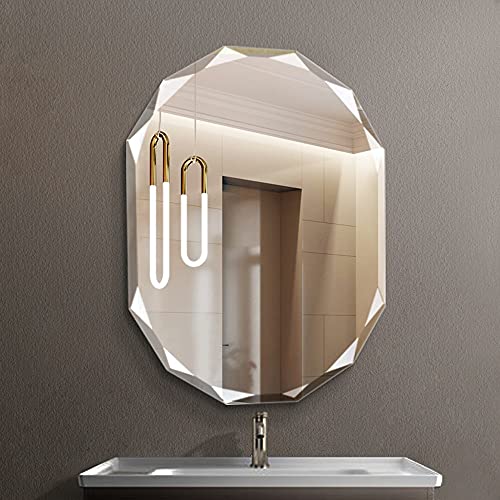 BcofoA Ovaler rautenförmiger Badezimmerspiegel, an der Wand befestigter rahmenloser Veranda-Dekorspiegel,horizontale/vertikale Installation, High-Definition-Einfachheit (Size : 20 * 28in(50 * 70cm)) von BcofoA