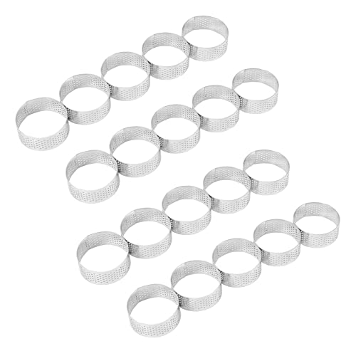 Bcowtte 20 Pack 5cm Edelstahl Tart Ring, Hitze BestäNdiger Perforierter Kuchen Mousse Ring, Runder Ring Back Donut Werkzeug von Bcowtte