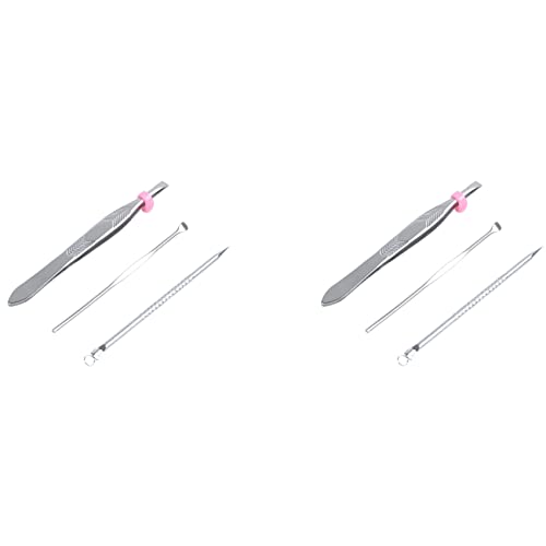 Bcowtte 2X 3-In-1 Ohr Pick Komedonen Stick Augenbrauen Pinzette Kosmetik Werkzeug Set von Bcowtte