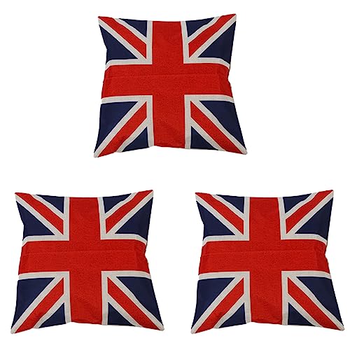 Bcowtte 3 x Kissenbezüge im britischen Vintage-, Union-Jack-Flagge, Kissenbezug von Bcowtte