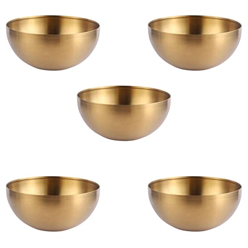 Bcowtte 5X Große Kapazität Edelstahl Salat Schüsseln Koreanische Suppe Nudel Ramen Schüssel Küche Lebensmittel Behälter,Gold,15X 7CM von Bcowtte