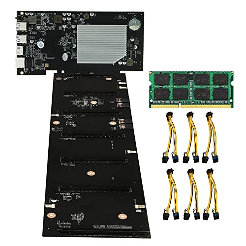 Motherboard ETH-HSW2 Mining 8G DDR3 RAM + 6 x 8Pin Stromkabel 6 Karten Slot Grafik PCIEX16 MSATA BTC Motherboard 70 mm von Bcowtte