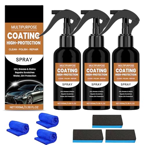 3 Stück Turbo Shine Nexa, 300ml 3 In 1 High Protection Quick Car Coating Spray, Car Scratch Remover, Nexa Turbo Shine Spray Auto, Reparatur und Schutzbeschichtung für Alle Autos von Bcuuozeeing