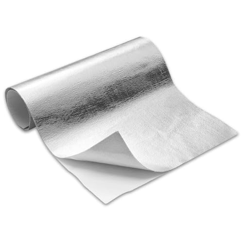 Aluminisierte Hitzeschutzmatte, 30 x 100 cm Hitzeschutzmatte Selbstklebend Kleberücken, Aluminisierte Hitzeschutz Praktische Hitzeschild für Selbstklebende Wärmedämmfolie von Bcuuozeeing