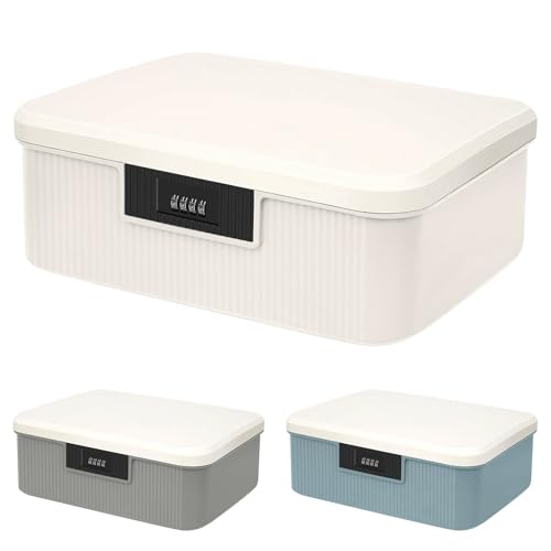 Bcuuozeeing 2 Schicht Medikamenten Aufbewahrung 26x22x12cm, Abschließbare Box, ABS Medikamentenbox mit Zahlenschloss, Medizinkoffer Klein Aufbewahrungsbox für Medikamente, Süßigkeiten, Wertsachen von Bcuuozeeing