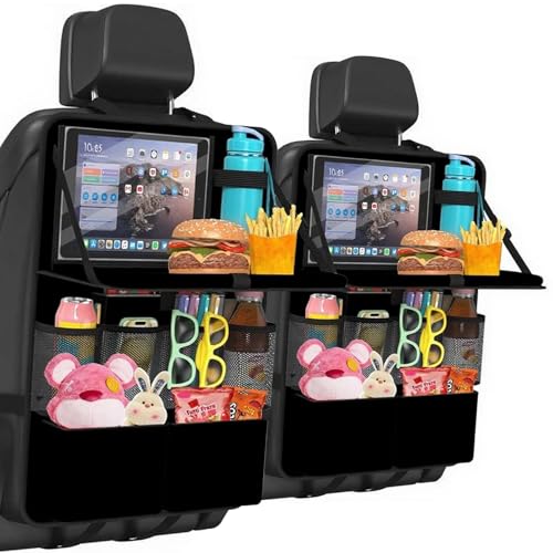Bcuuozeeing 2 Stück Auto Organizer Autositz Organizer Große Rückenlehnenschutz Autositz Organizer Kinder mit Klapptisch Multifunktional Wasserdicht Rücksitz Organizer, Tablet Tasche und Viele Taschen von Bcuuozeeing