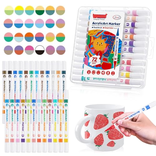 Bcuuozeeing 24er Acrylstifte Set mit Doppelspitze in 48 Farben, Acryl Marker, Keramik Bemalen Set, zum Zeichnen und DIY-Bastelprojekte, Multimarker für Steine, Holz, Stoff, Leinwand, Glas, Keramik Bcuuozeeing 24er Acrylstifte Set mit Doppelspitze in 48 Farben, Acryl Marker, Keramik Bemalen Set, zum Zeichnen und DIY-Bastelprojekte, Multimarker für Steine, Holz, Stoff, Leinwand, Glas, Keramik von Bcuuozeeing